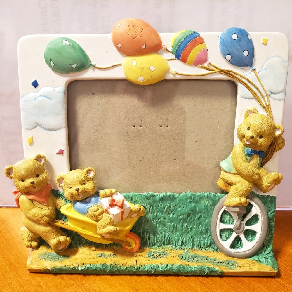 BIRTHDAY PICTURE FRAME - THREE BEARS w/ BALLOONS - 1992 HOLSON